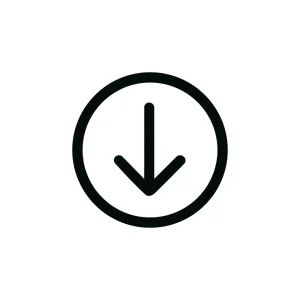 Minimalist Circle Downward Arrow Symbol Shape Icon