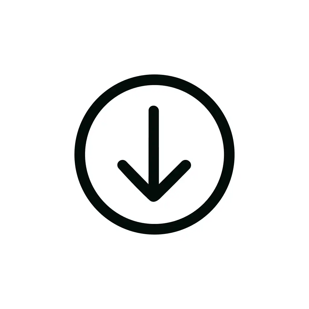 Minimalist Circle Downward Arrow Symbol Shape Icon