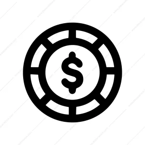 Bold Outline Dollar Coin Sign Shape Icon