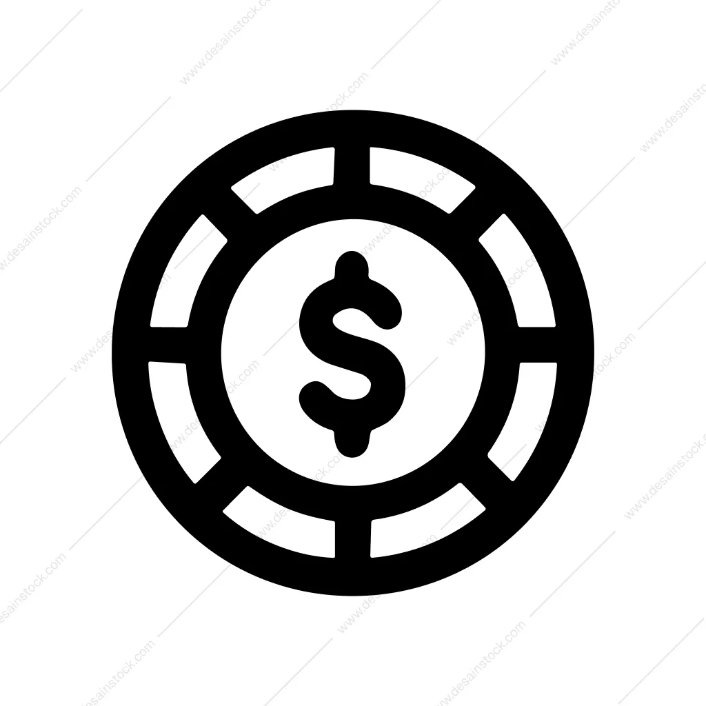 Bold Outline Dollar Coin Sign Shape Icon