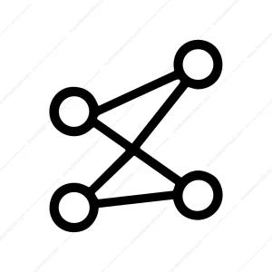 Simple Outline Connected Circle Network Diagram Icon