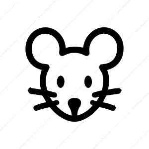 Simple Line Drawing Mouse Animal Head Icon