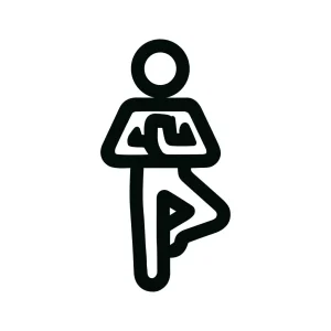 Outline Simple Tree Pose Stick Figure Icon for Meditation and Relaxation