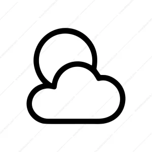 Simple Outline Weather Sun Behind Cloud Icon Symbol