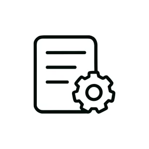 Simple Line Style Document with Gear Configuration Icon for Settings