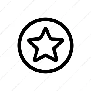 Outline Simple Star Symbol inside Circle Shape Icon
