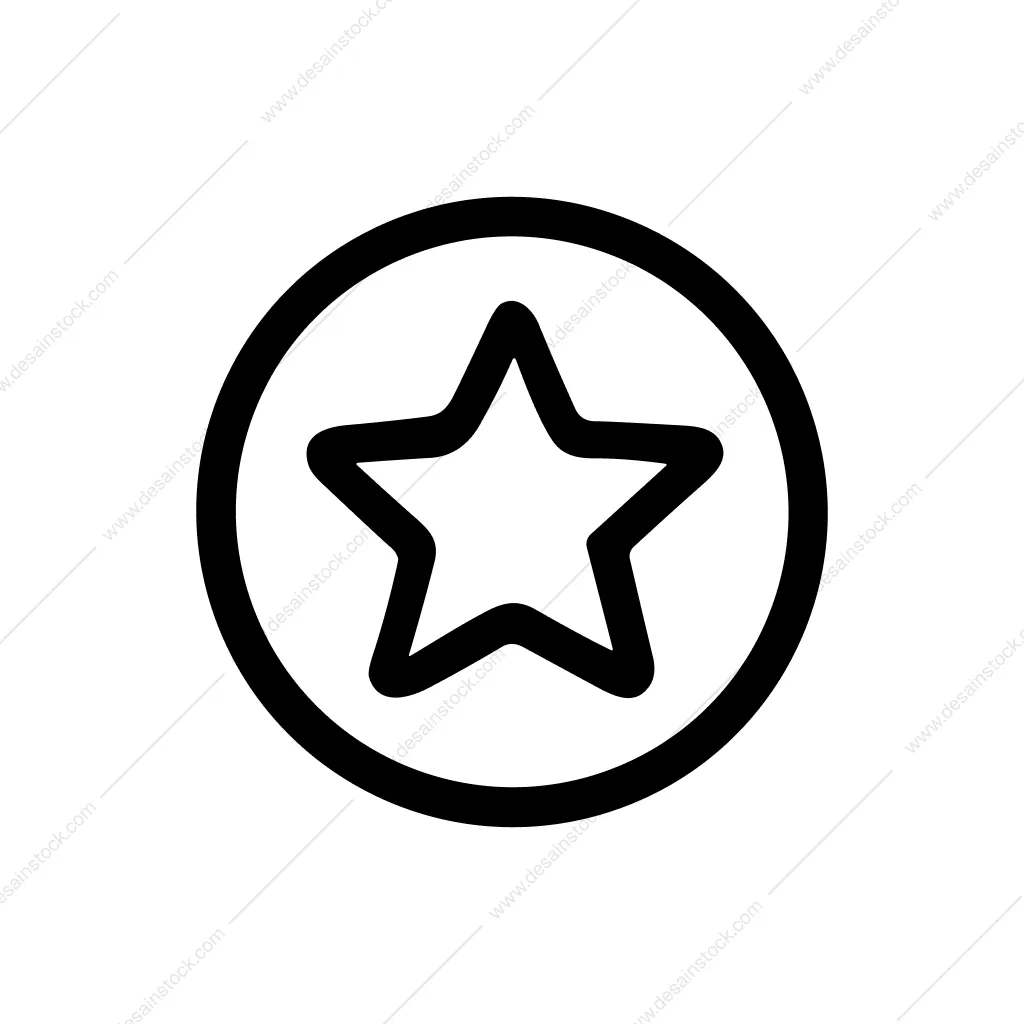 Outline Simple Star Symbol inside Circle Shape Icon