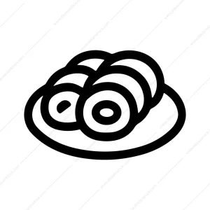Simple Line Drawing Roll Cake Plate Dessert