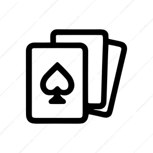 Simple Outline Stack of Cards with Spade Suit Icon