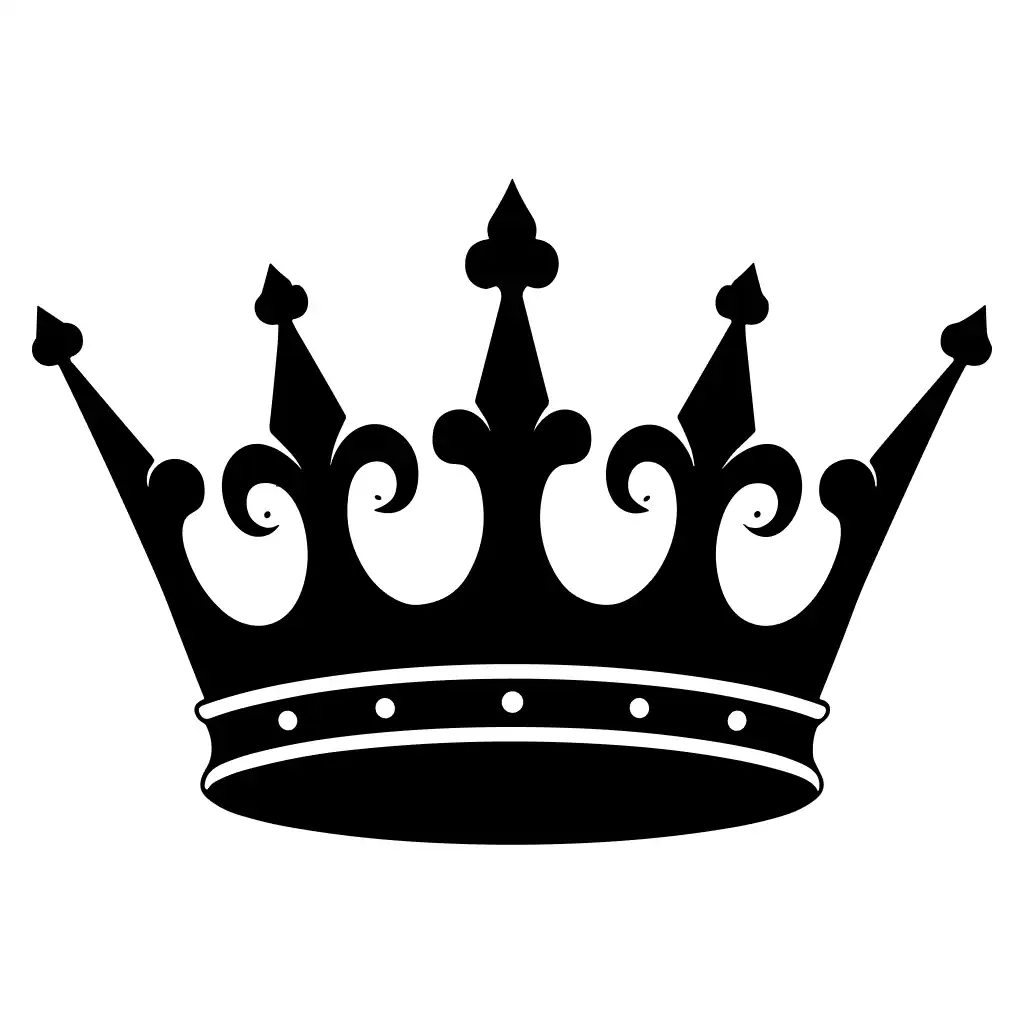 Elegant Decorative Ornamental Crown Royalty Symbol Icon Silhouette