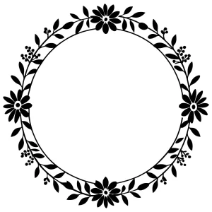 Floral Outline Delicate Flower Circle Frame Decoration
