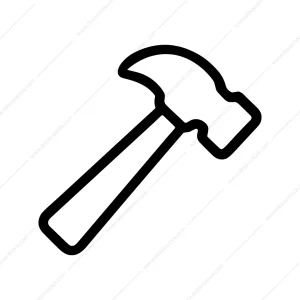 Simple Outline Hammer Instrument Tool Flat Design Style