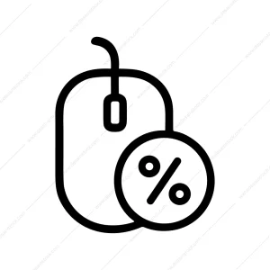 Outline Computer Mouse Percentage Discount Offer Sign Icon