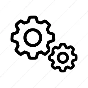 Simple Outline Connected Gear Mechanism Configuration Icon