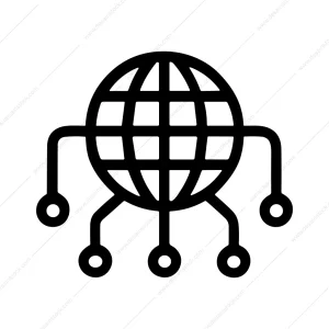 Simple Line Global Network Connection Digital Icon