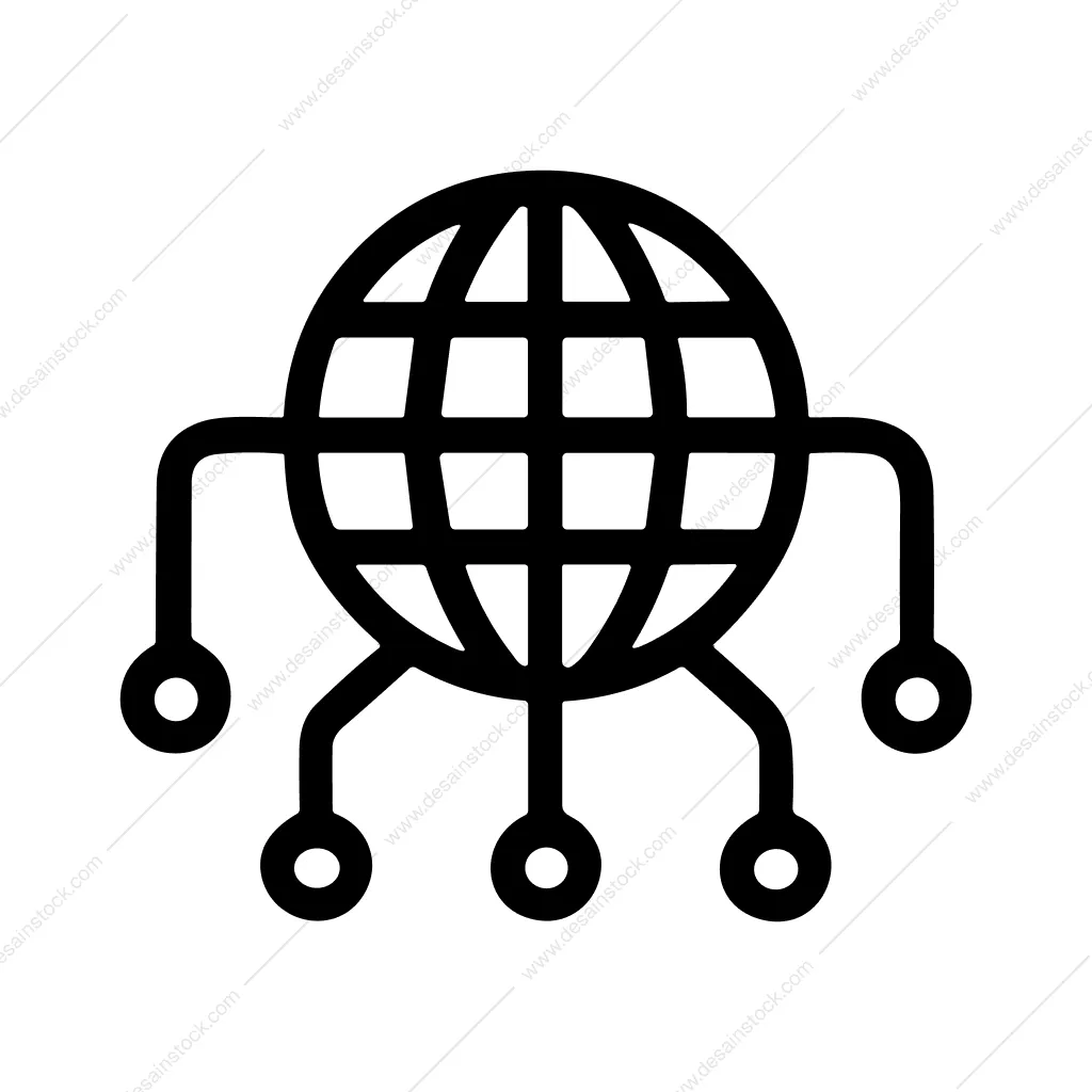 Simple Line Global Network Connection Digital Icon