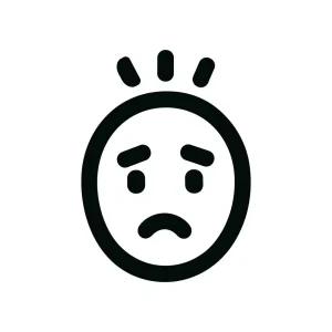 Simple Line Drawing Distressed Face Emoticon Icon Illustration
