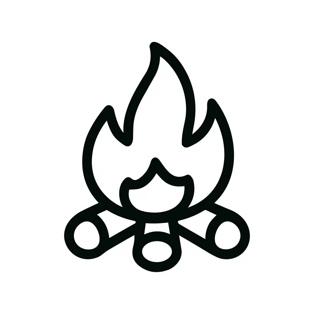 Outline Simple Bonfire Campfire Flame Burning Line Icon