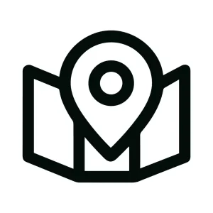 Simple Outline Style Map with Location Pin Icon Design Element