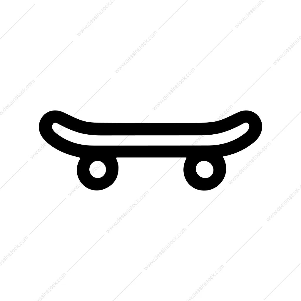 Minimalist Outline Skateboard Simple Black Line Style Icon