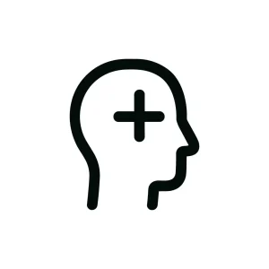 Minimalist Outline Head Plus Mental Health Icon
