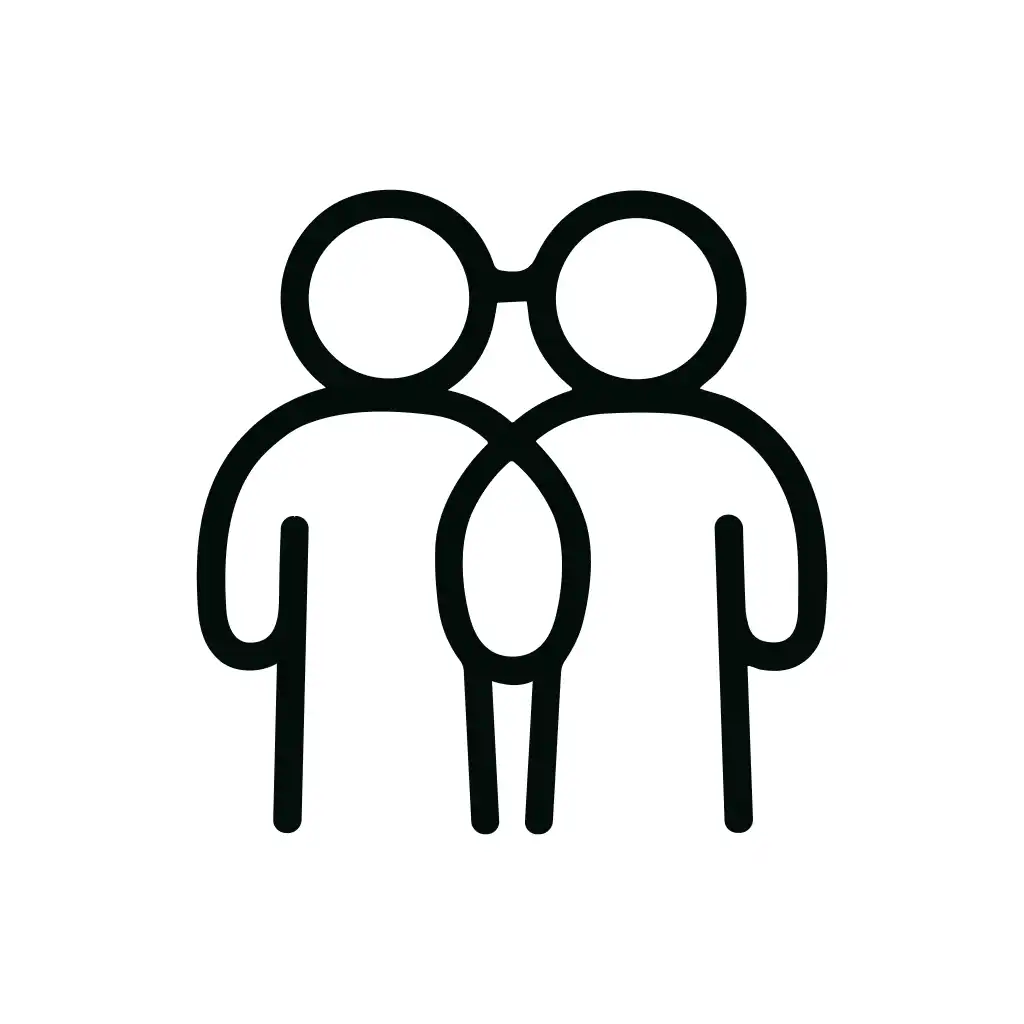 Simple Lineart Teamwork People Connection Silhouette Sign