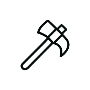 Minimalist Line Art Axe Weapon Silhouette Illustration