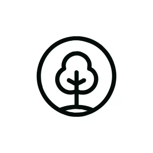 Minimalist Outline Tree Inside Circle Environmental Icon
