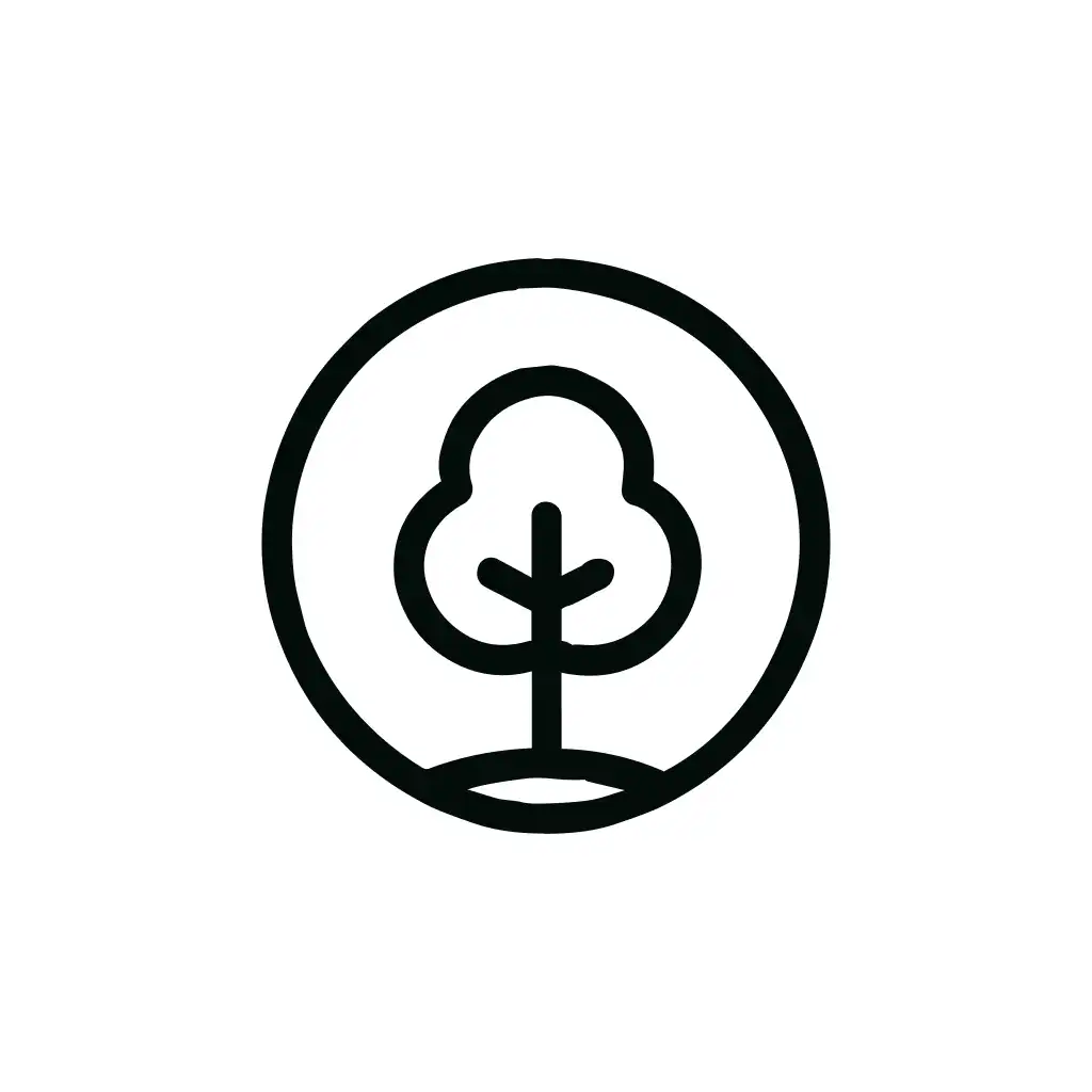 Minimalist Outline Tree Inside Circle Environmental Icon