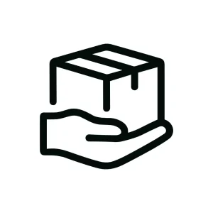 Outline Simple Hand Holding Cardboard Box Delivery Icon
