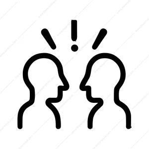 Simple Outline Conflict Discussion Communication Icon Illustration
