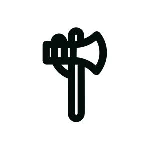 Minimalist Outline Axe Weapon Tool Icon for Wood Cutting and Camping