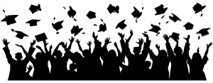 Silhouette Crowd Graduates Celebrating Graduation Ceremony Achievement Illustration