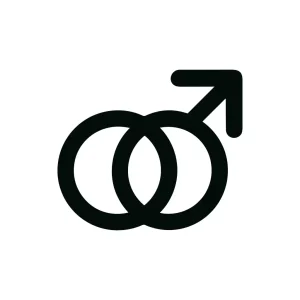 Simple Black Outline Male Symbol Interlocking Rings Relationship Icon