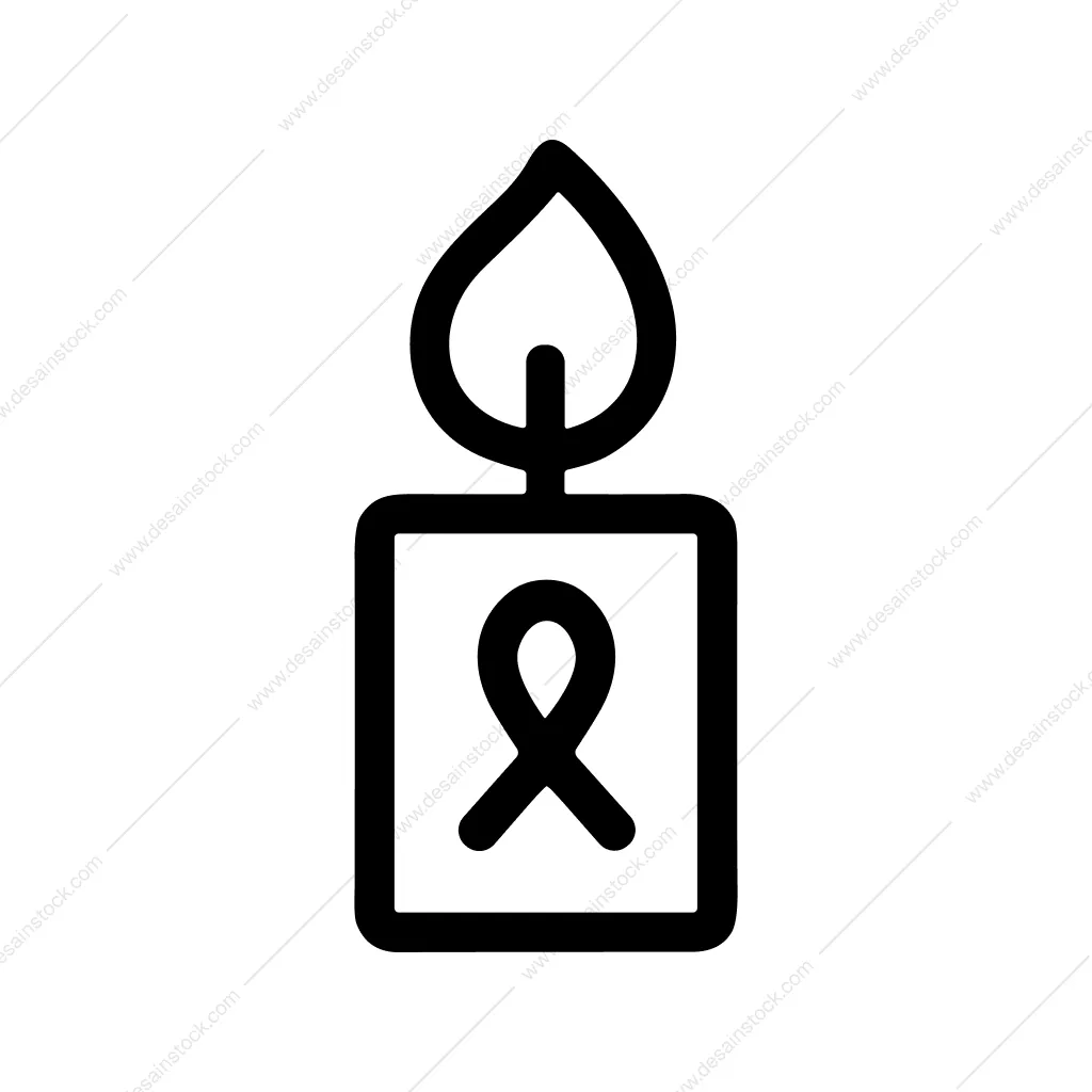 Outline Simple Candle Ribbon Remembrance Symbol Icon