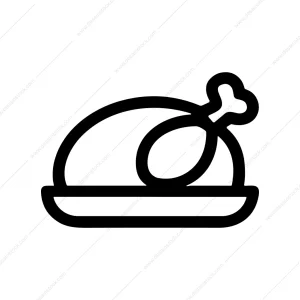Simple Outline Roasted Chicken Dish Meal Icon