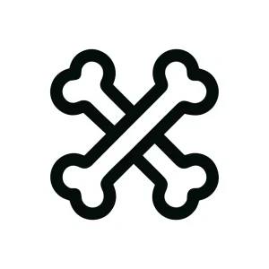 Minimalist Outline Crossed Bones Symbol for Poison or Danger Sign
