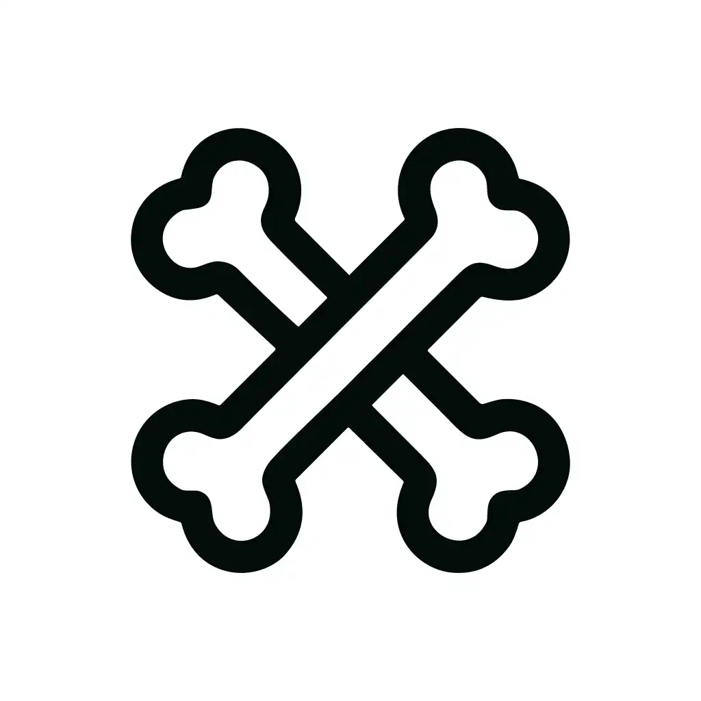 Minimalist Outline Crossed Bones Symbol for Poison or Danger Sign