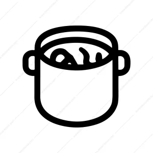 Simple Outline Cooking Pot with Ingredient Icon Element