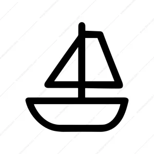 Simple Line Art Sailboat Icon Nautical Symbol