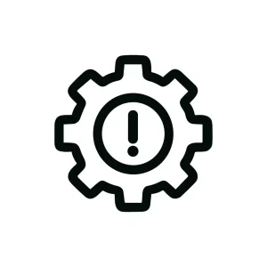 Simple Line Style Gear with Exclamation Mark Technical Problem Icon