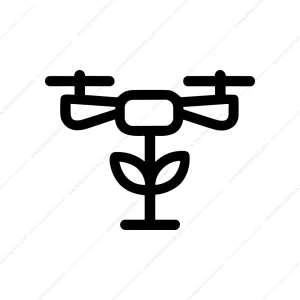 Minimalist Outline Drone Flower Agriculture Technology Automation Icon