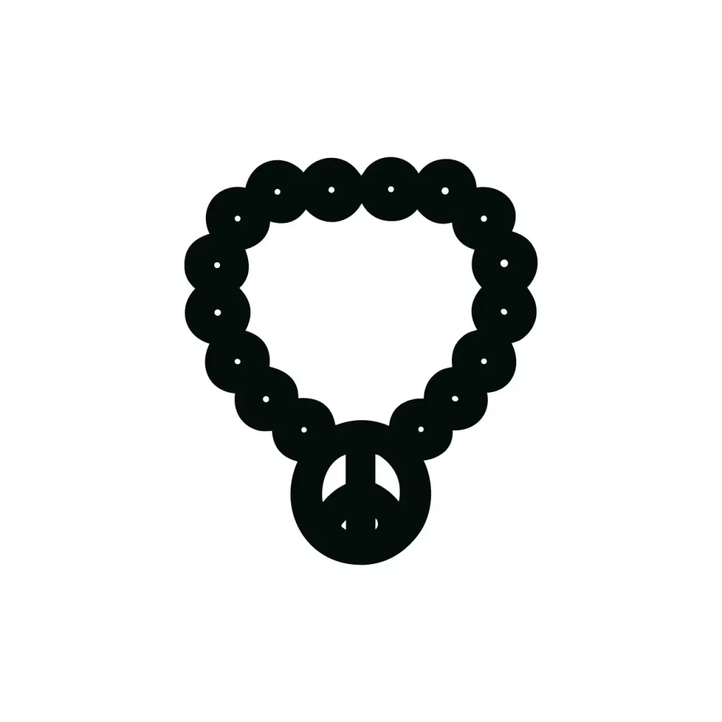 Minimalist Outline Bead Necklace with Peace Symbol Charm Fashion Accessory