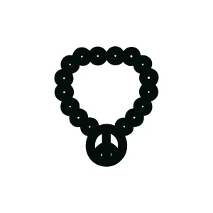 Minimalist Outline Bead Necklace with Peace Symbol Charm Fashion Accessory