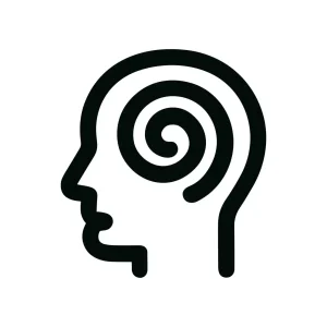 Minimalist Line Art Human Head with Spiral Mind Icon Illustration
