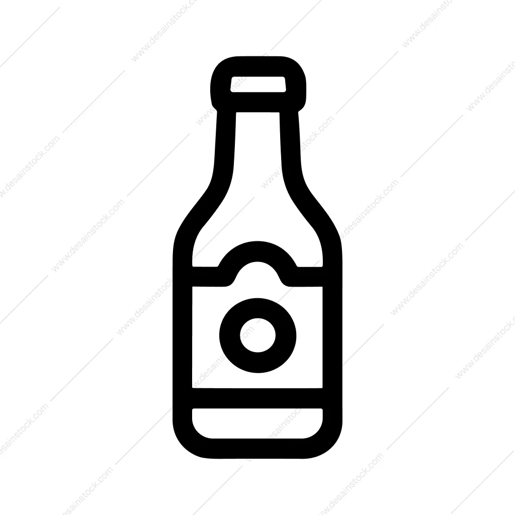 Outline Bold Bottle Label Beverage Liquid Container Icon