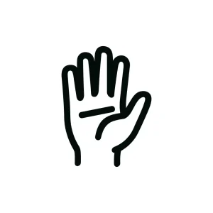 Simple Outline Open Hand Stop Gesture Black Line Art Icon