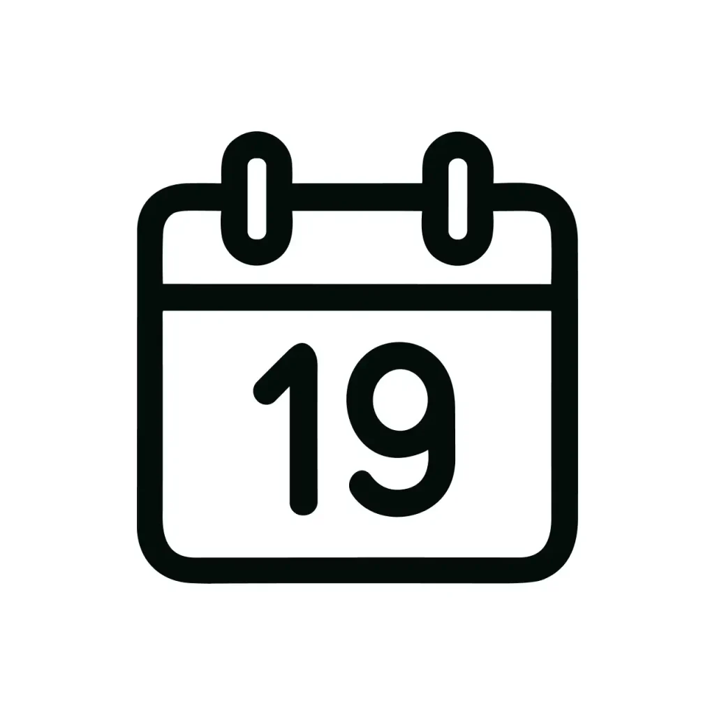 Outline Simple Date Calendar Day Nineteen Icon Graphic Element