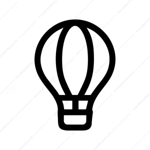 Simple Black Outline Hot Air Balloon Graphic Icon
