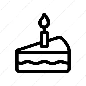 Simple Outline Birthday Cake Slice Dessert Icon